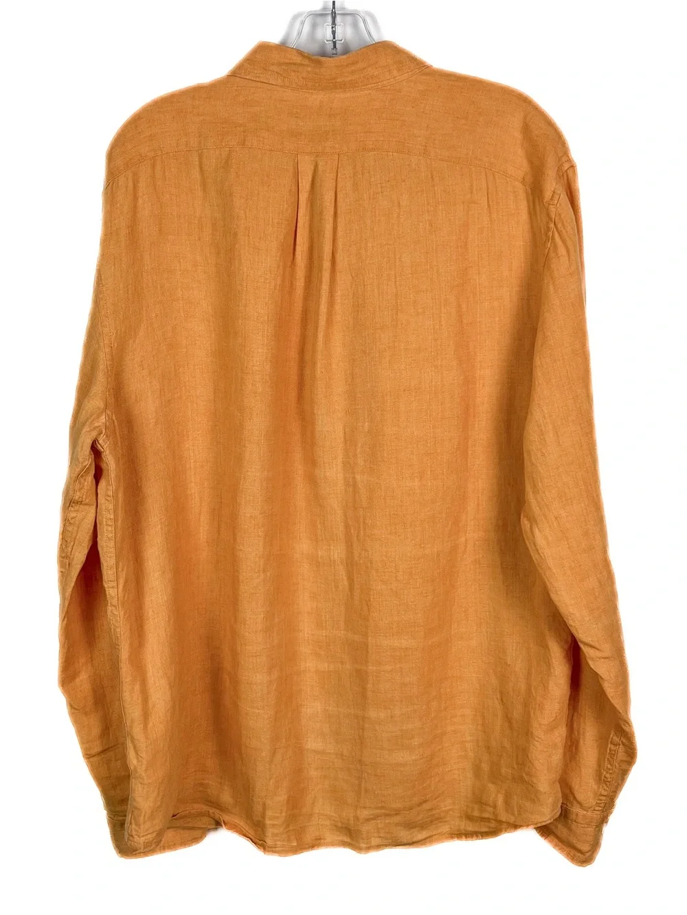 Banana Republic Untucked Fit Shirt Linen Orange Long Sleeve Button Collared L